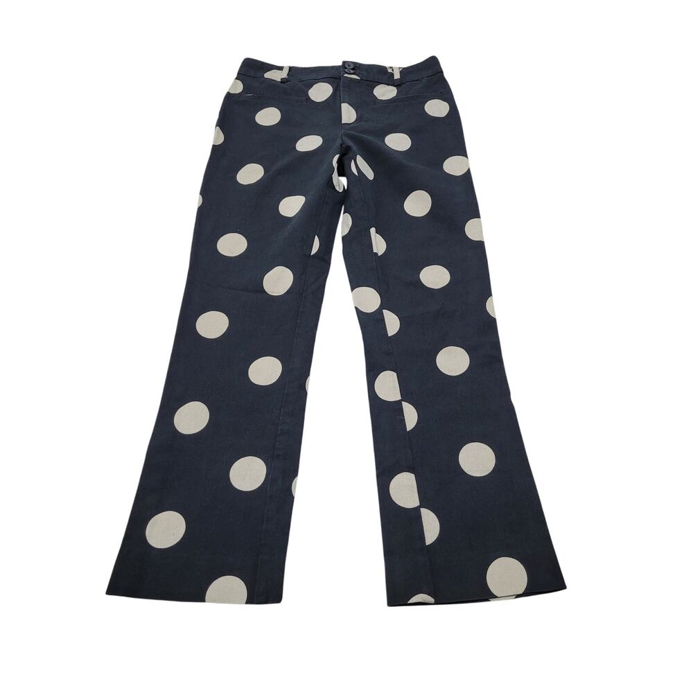 Anthropologie the Essential skinny flare kick pants black polka dot twee 0